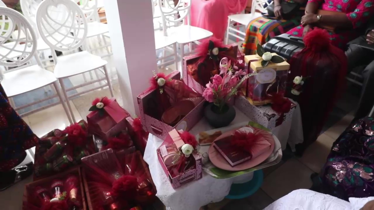 Decorations and gifts in a ceremony video frame